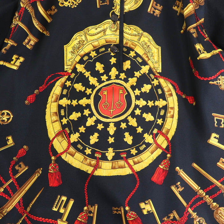 Excellent HERMES polo shirt LES CLES THE KEYS RARE Cashmere blend silk M