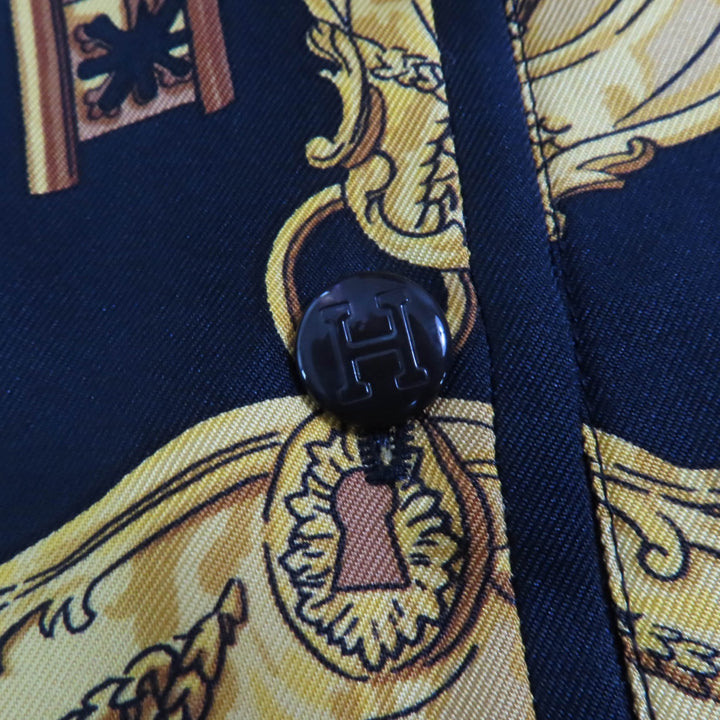 Excellent HERMES polo shirt LES CLES THE KEYS RARE Cashmere blend silk M