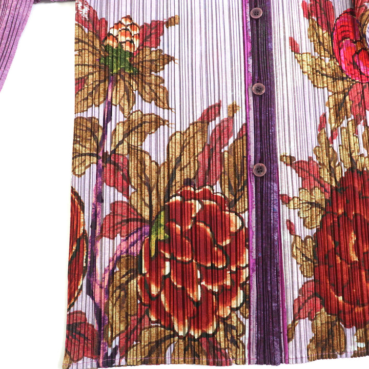 Excellent PLEATS PLEASE shirt Peony Transfer Print Pleated Women 3 PP84-JK583