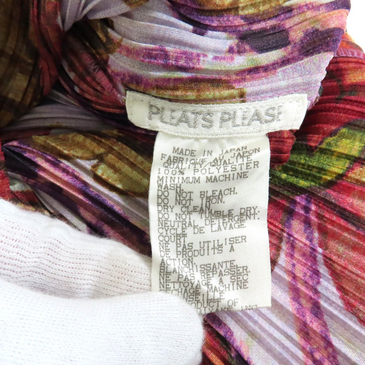 PLEATS PLEASE シャツ ピオニー 転写プリント プリーツ レディース 3 PP84-JK583 美品