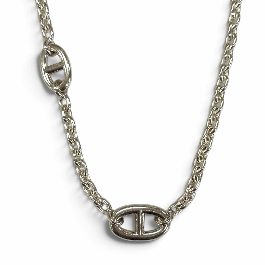 Great HERMES Necklace Chaine d'Ancre Farandole Long Silver AG925 Women