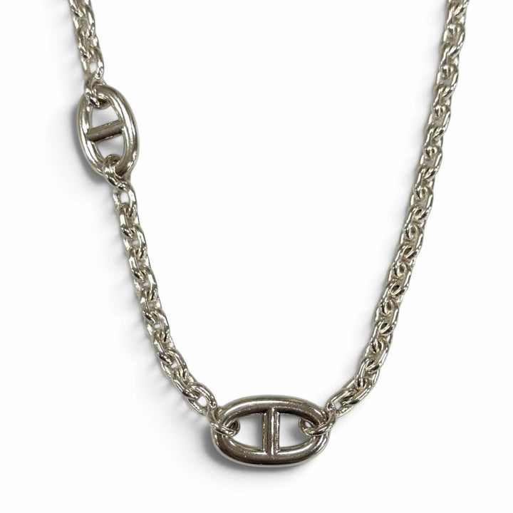 Great HERMES Necklace Chaine d'Ancre Farandole Long Silver AG925 Women