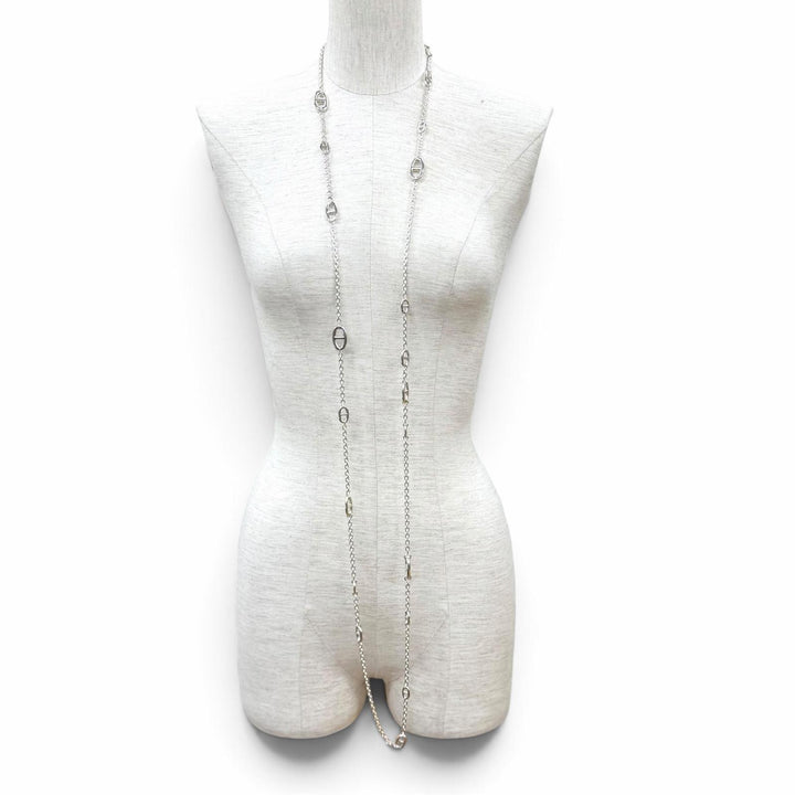 Great HERMES Necklace Chaine d'Ancre Farandole Long Silver AG925 Women