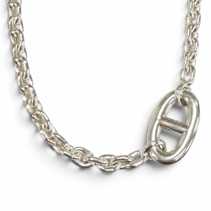 Great HERMES Necklace Chaine d'Ancre Farandole Long Silver AG925 Women