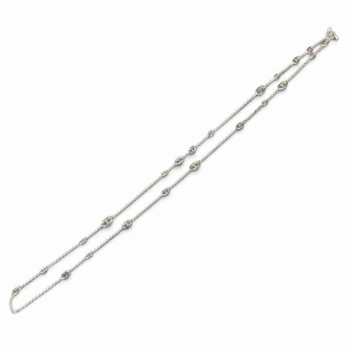 Great HERMES Necklace Chaine d'Ancre Farandole Long Silver AG925 Women