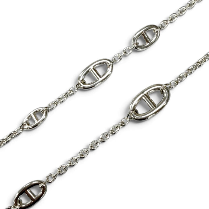 Great HERMES Necklace Chaine d'Ancre Farandole Long Silver AG925 Women