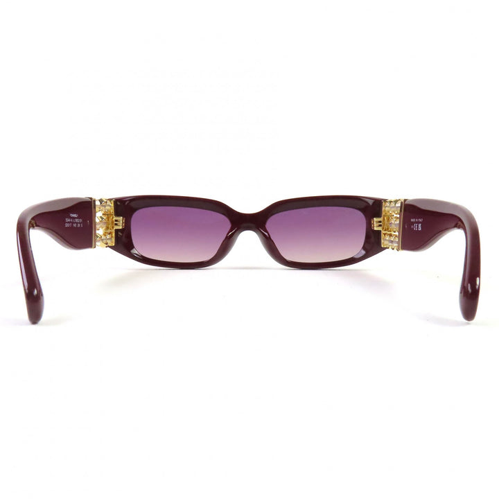 Excellent CHANEL sunglasses COCO Mark Oval Shape Eyewear Burgundy Gold Women 5544-A