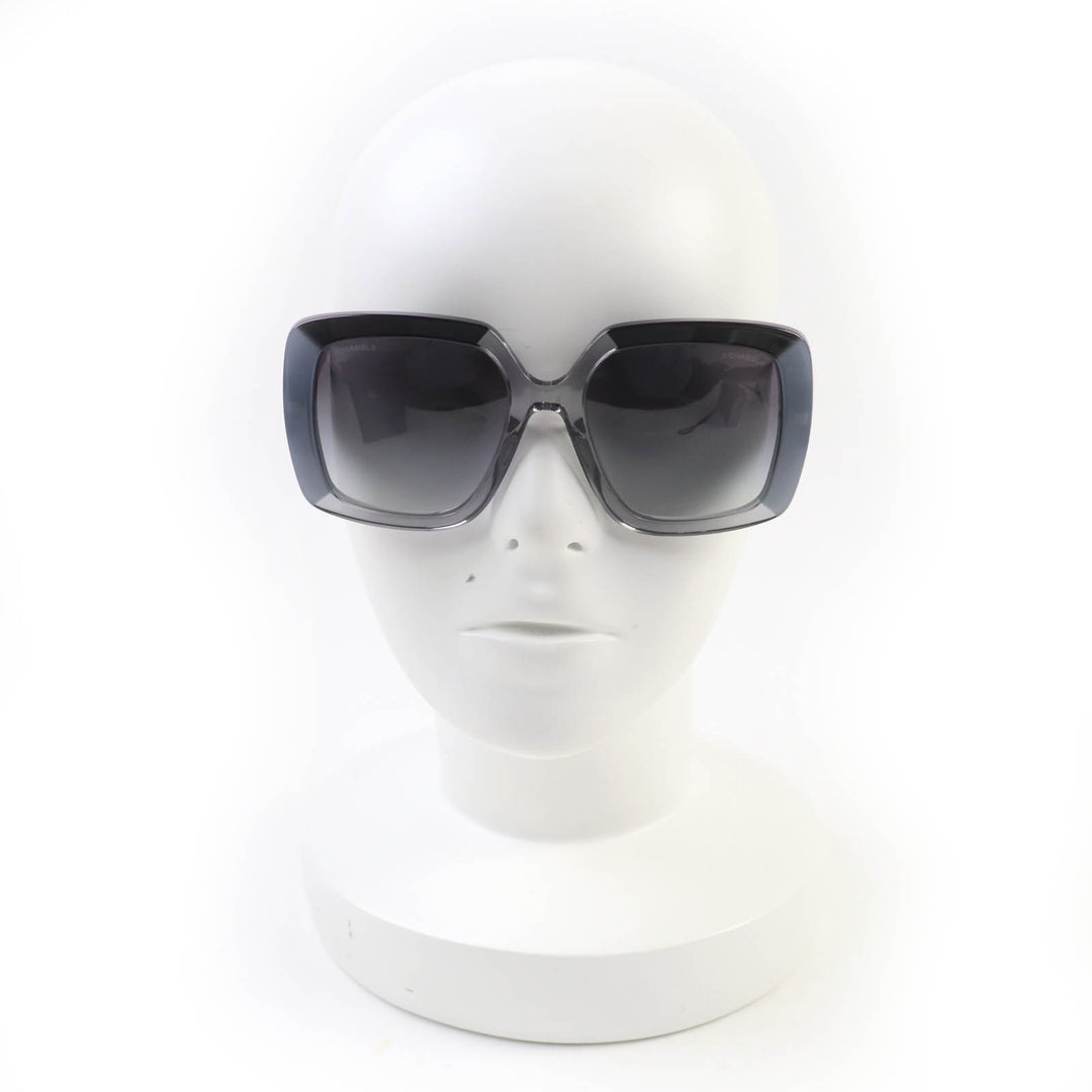 Excellent CHANEL sunglasses COCO Mark Eyewear Gray Black Clear Gray Women 71685A