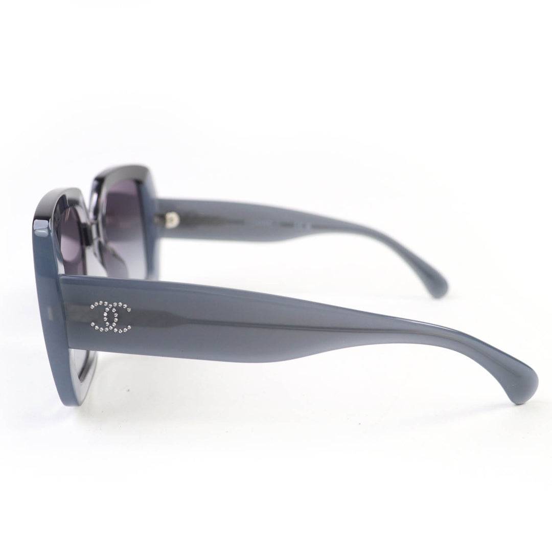 Excellent CHANEL sunglasses COCO Mark Eyewear Gray Black Clear Gray Women 71685A