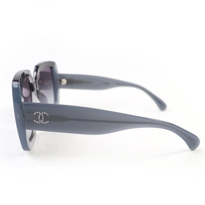 Excellent CHANEL sunglasses COCO Mark Eyewear Gray Black Clear Gray Women 71685A