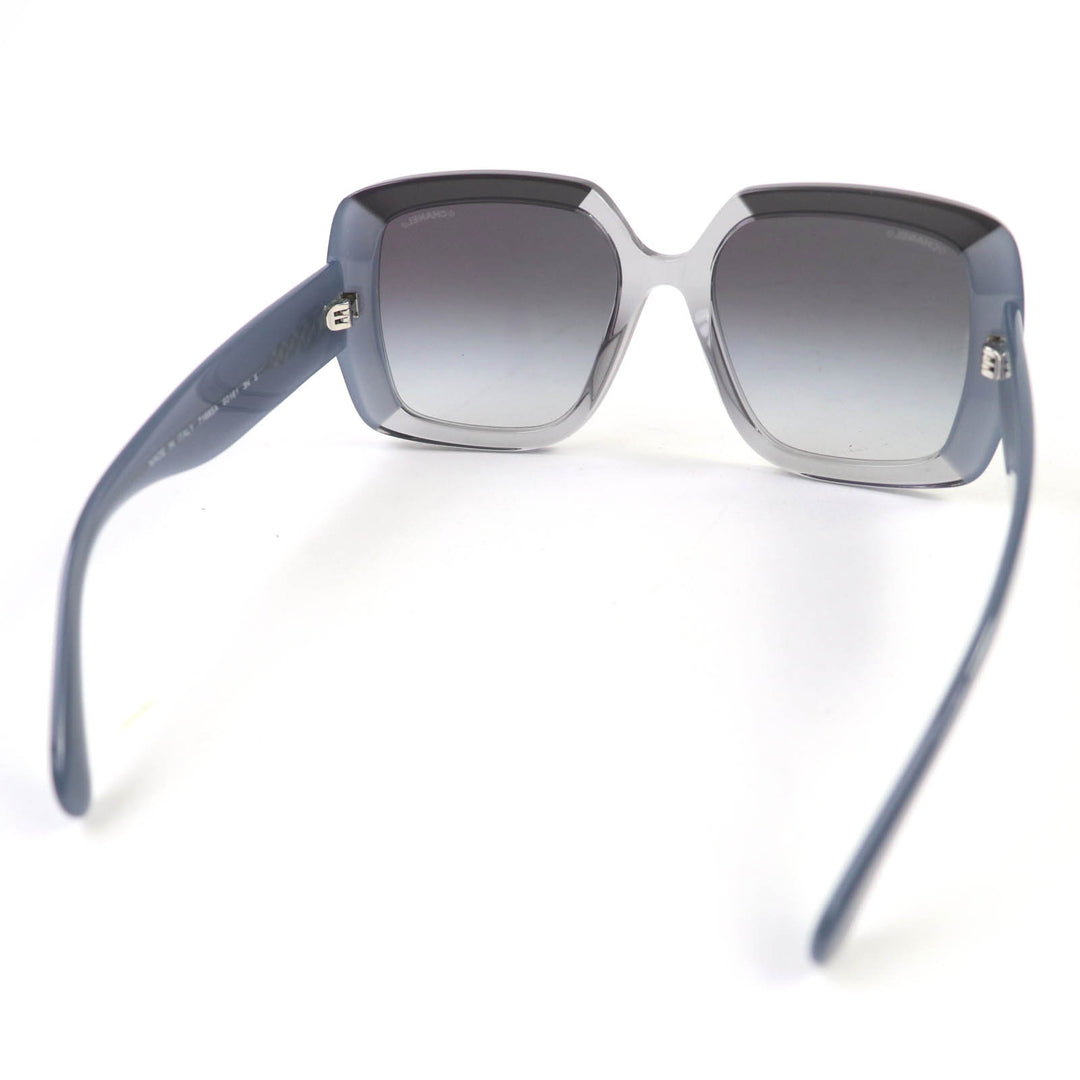 Excellent CHANEL sunglasses COCO Mark Eyewear Gray Black Clear Gray Women 71685A