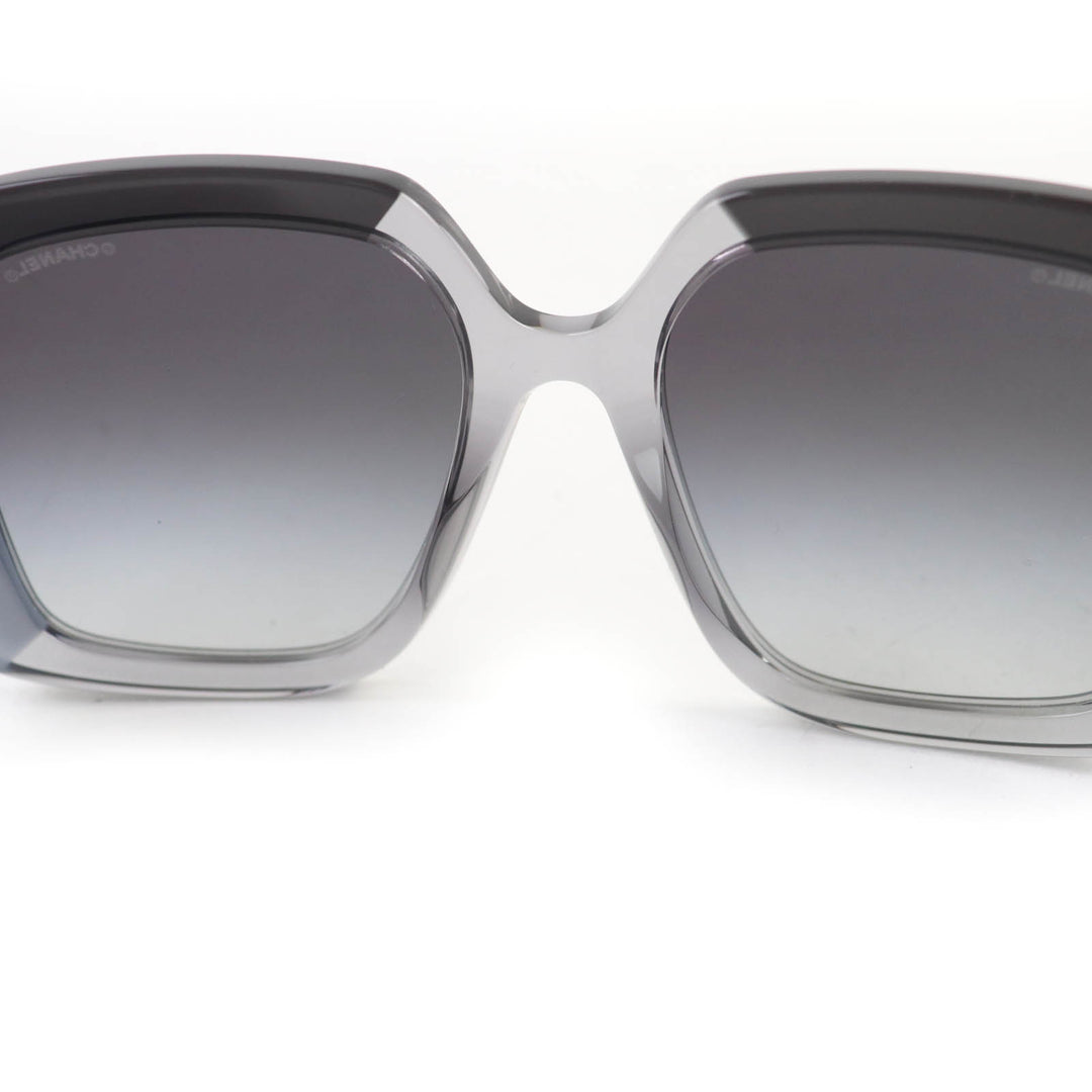 Excellent CHANEL sunglasses COCO Mark Eyewear Gray Black Clear Gray Women 71685A