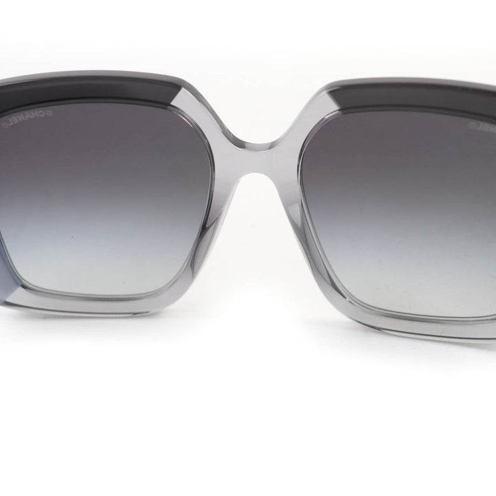 Excellent CHANEL sunglasses COCO Mark Eyewear Gray Black Clear Gray Women 71685A