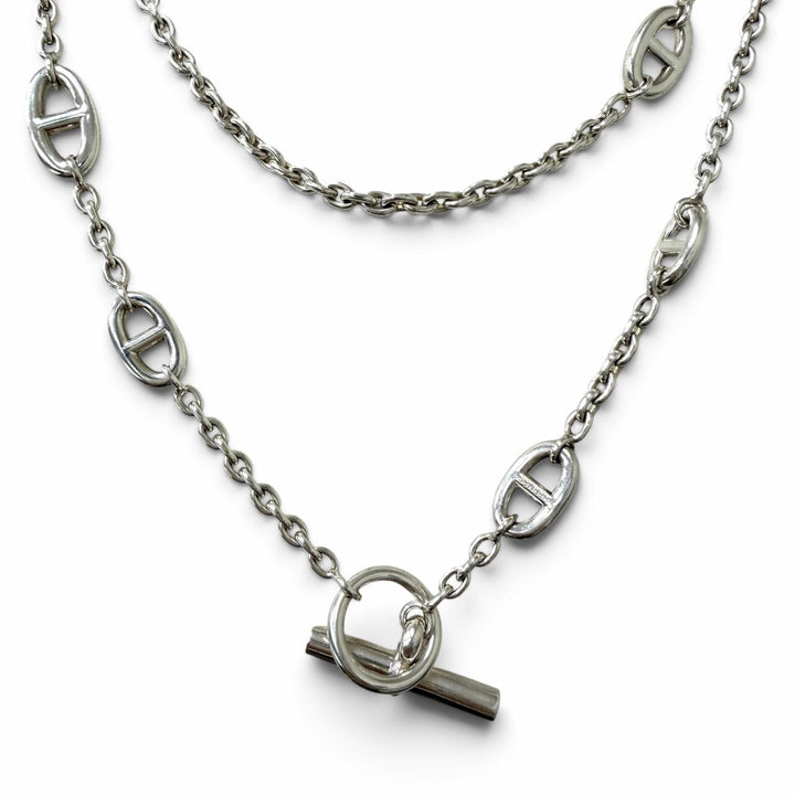 Great HERMES Necklace Chaine d'Ancre Farandole Long Silver AG925 mens