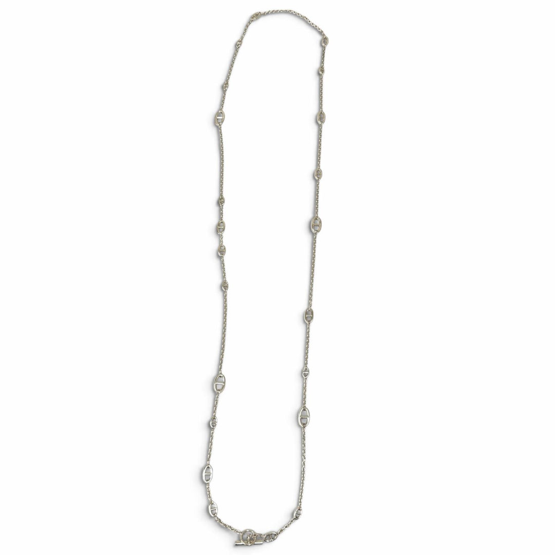 Great HERMES Necklace Chaine d'Ancre Farandole Long Silver AG925 mens