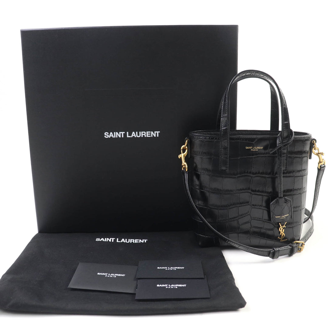 Excellent SAINT LAURENT PARIS Shoulder Bag Mini Toy Shopping Croco-embossed