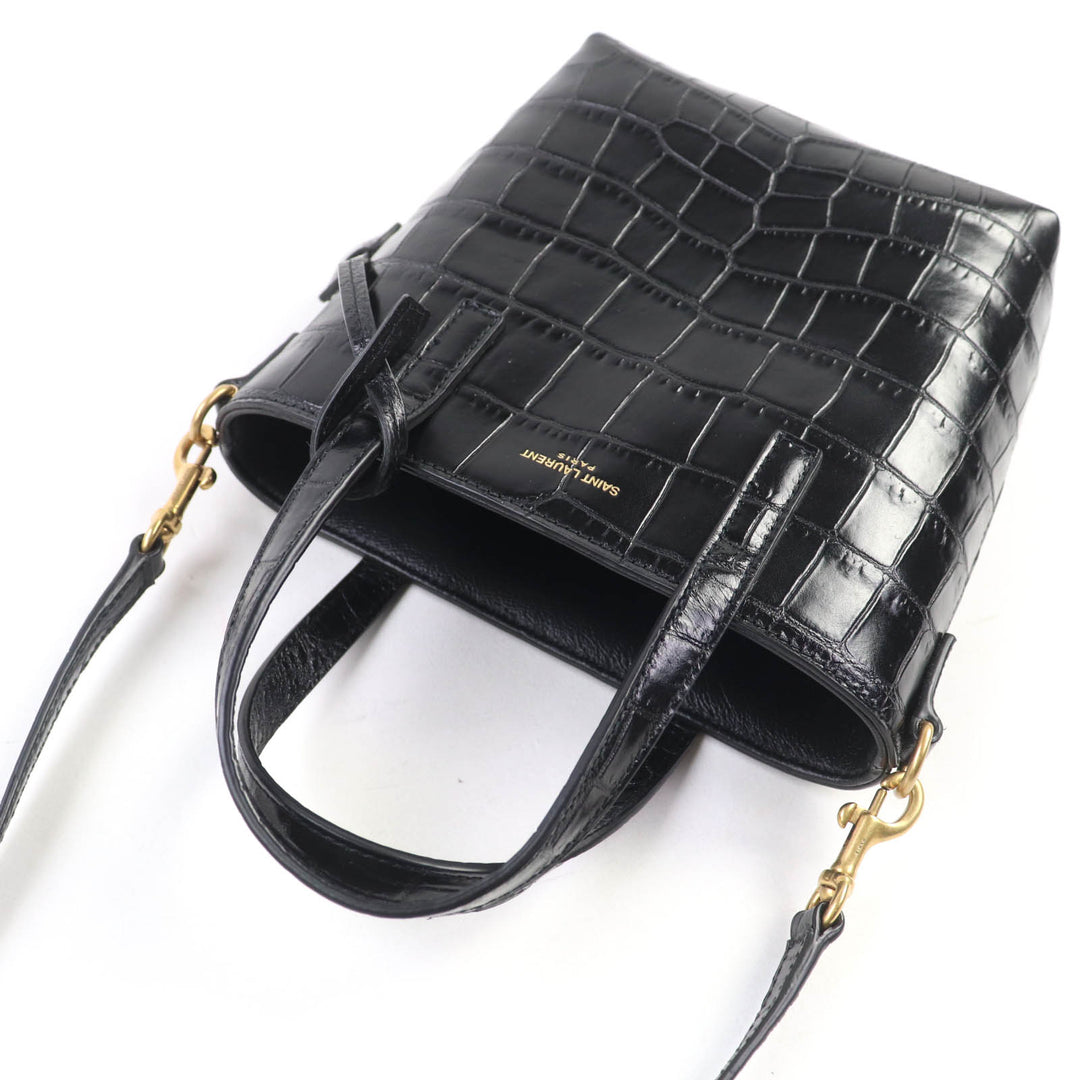 Excellent SAINT LAURENT PARIS Shoulder Bag Mini Toy Shopping Croco-embossed