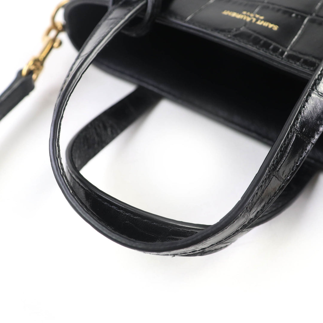 Excellent SAINT LAURENT PARIS Shoulder Bag Mini Toy Shopping Croco-embossed
