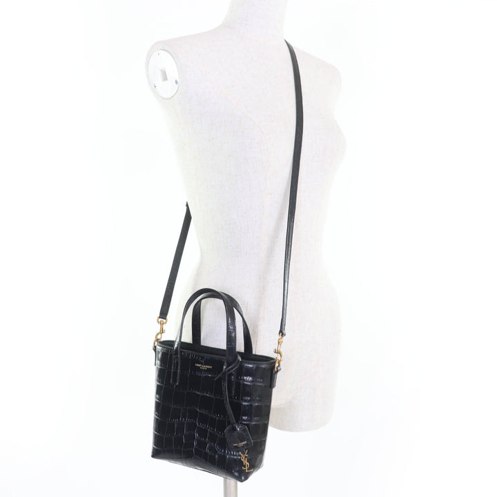 Excellent SAINT LAURENT PARIS Shoulder Bag Mini Toy Shopping Croco-embossed