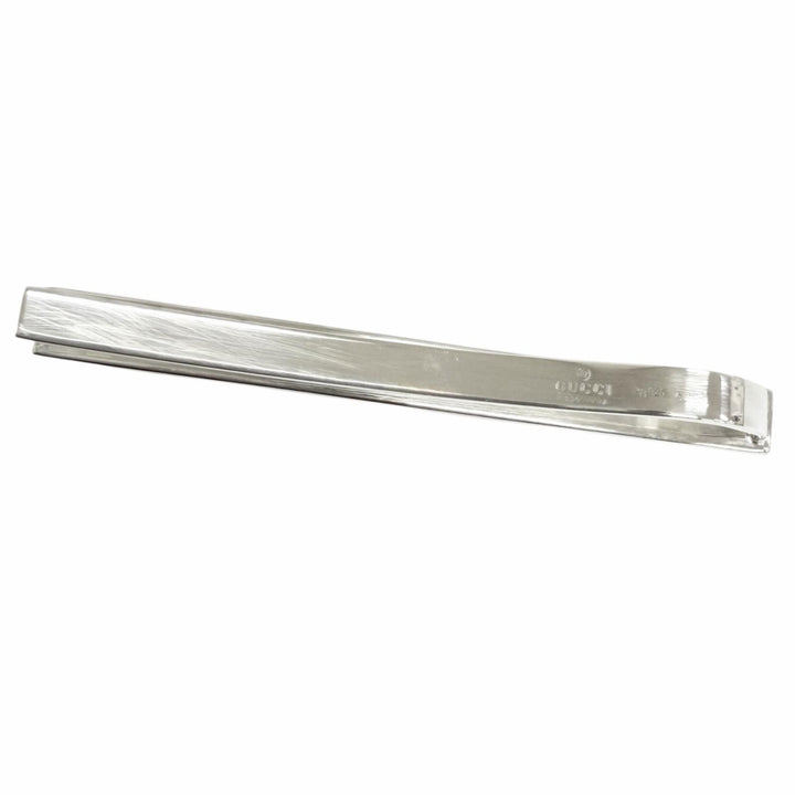 Excellent GUCCI Tie pin Diagonal Interlocking G Tie Bar Tie Clip Silver