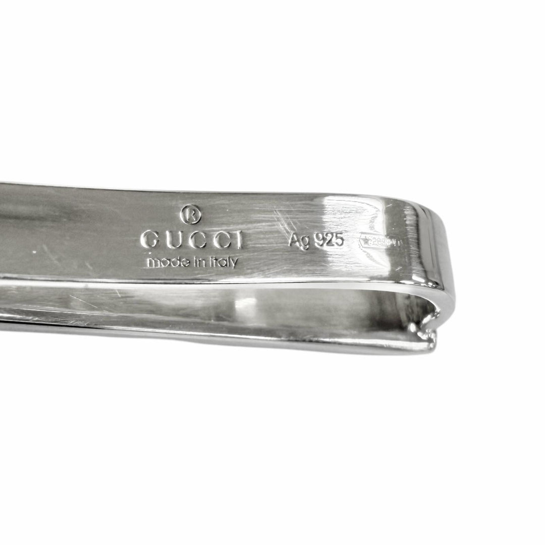 Excellent GUCCI Tie pin Diagonal Interlocking G Tie Bar Tie Clip Silver