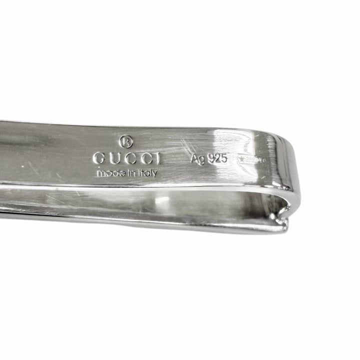 Excellent GUCCI Tie pin Diagonal Interlocking G Tie Bar Tie Clip Silver