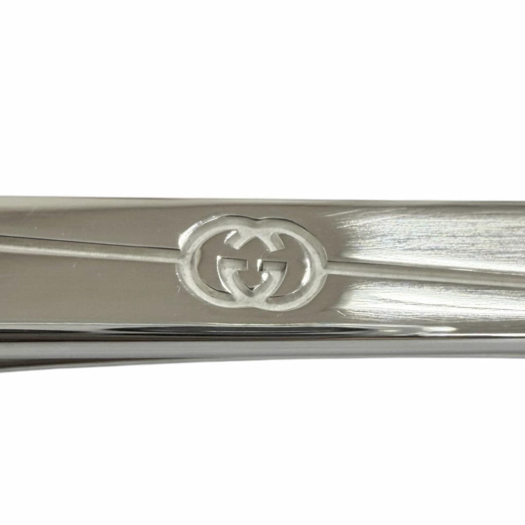 Excellent GUCCI Tie pin Diagonal Interlocking G Tie Bar Tie Clip Silver
