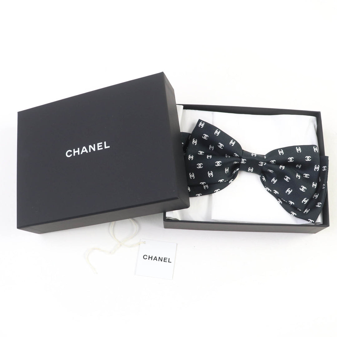 新品 CHANEL ヘアアクセサリー リボン バレッタ ブラック シルク レディース 25P