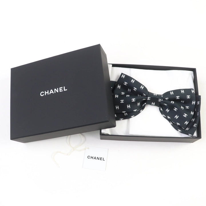 新品 CHANEL ヘアアクセサリー リボン バレッタ ブラック シルク レディース 25P