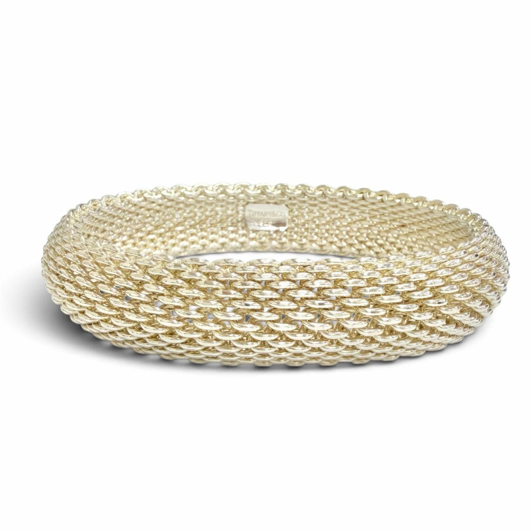 Excellent TIFFANY&Co. Somerset Mesh Bangle Bracelet Accessory Silver 925 Women