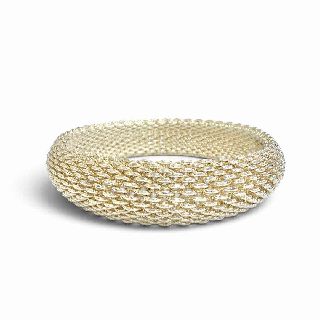 Excellent TIFFANY&Co. Somerset Mesh Bangle Bracelet Accessory Silver 925 Women