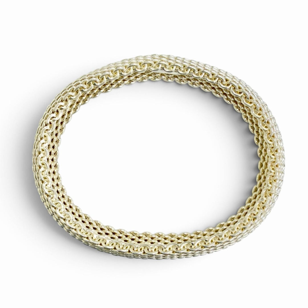 Excellent TIFFANY&Co. Somerset Mesh Bangle Bracelet Accessory Silver 925 Women