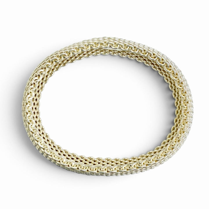 Excellent TIFFANY&Co. Somerset Mesh Bangle Bracelet Accessory Silver 925 Women