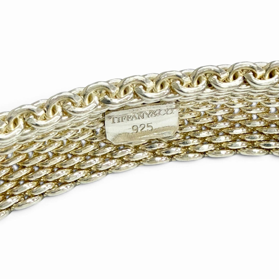 Excellent TIFFANY&Co. Somerset Mesh Bangle Bracelet Accessory Silver 925 Women