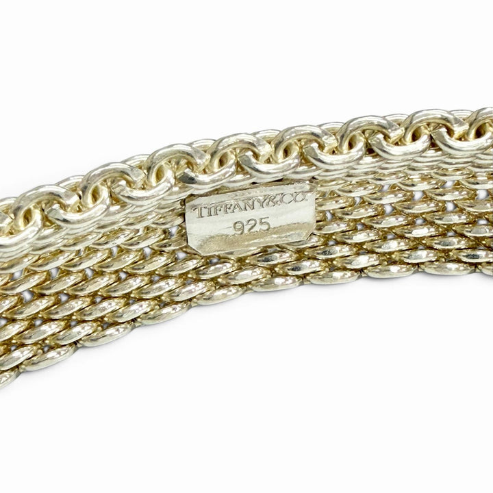 Excellent TIFFANY&Co. Somerset Mesh Bangle Bracelet Accessory Silver 925 Women