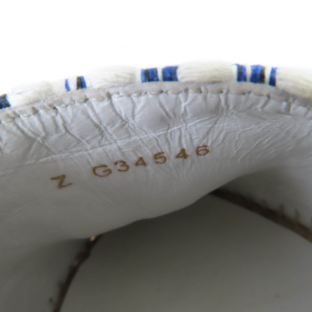 Great CHANEL Leather shoes COCO Mark Tweed Espadrilles blue Women 35 G34546