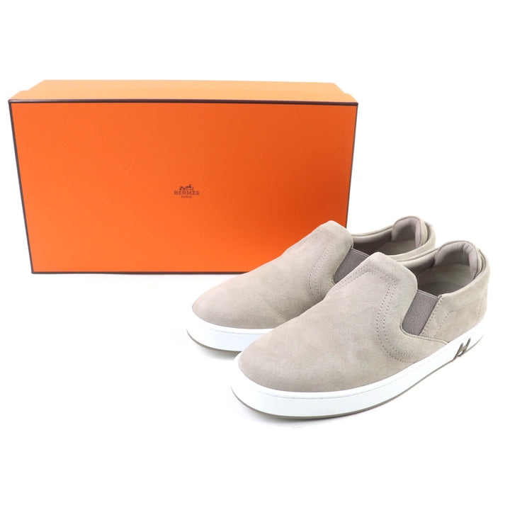 Excellent HERMES Slip-on Kiddy H design suede leather gray Suede leather Women