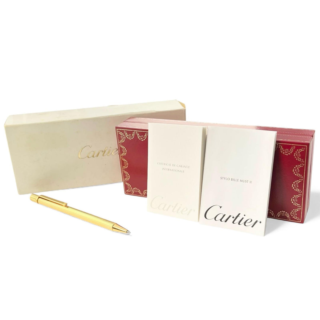 Great Cartier Ballpoint pen Striped Pattern gold mens