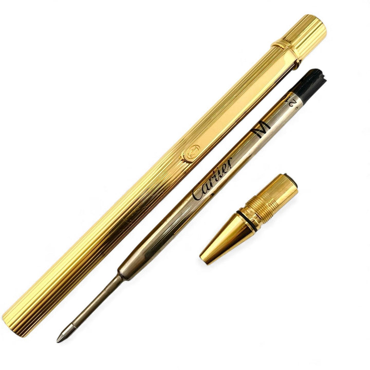 Great Cartier Ballpoint pen Striped Pattern gold mens