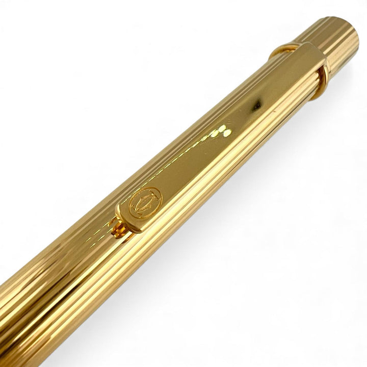 Great Cartier Ballpoint pen Striped Pattern gold mens