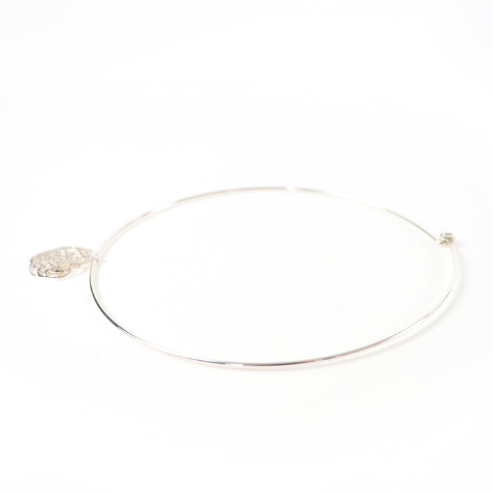 Excellent CHANEL Necklace Camellia logo choker Silver 925 Women