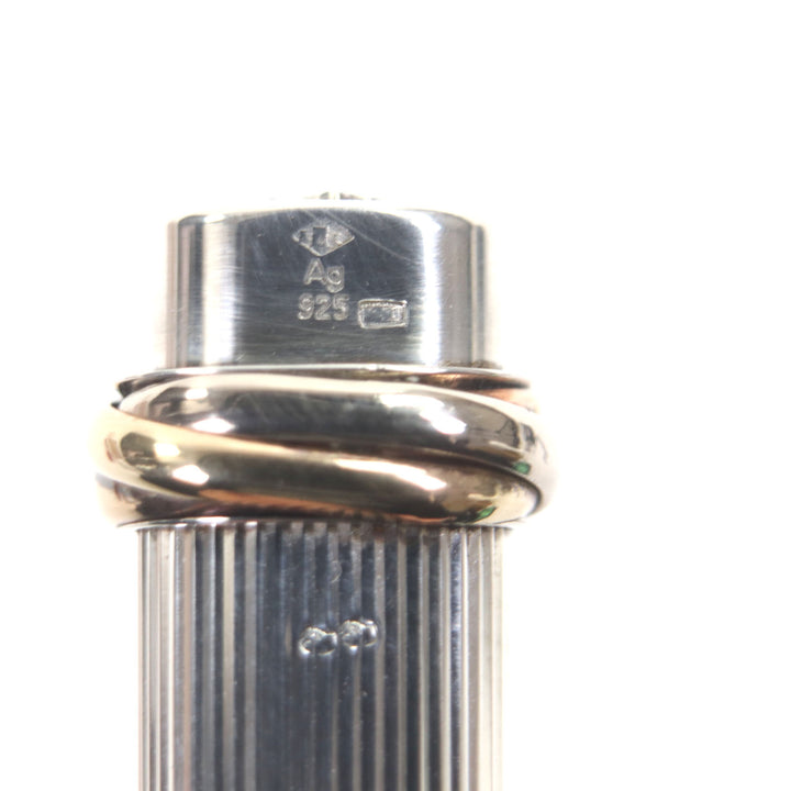 カルティエ ボールペン トリニティ ストライプ キャップスタイル シルバー AG925 メンズ