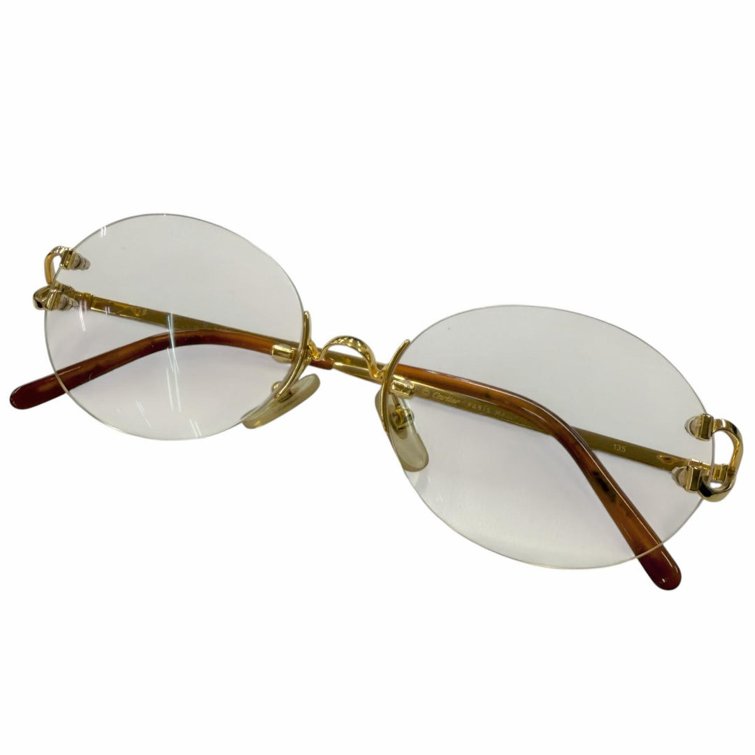 Very Good Cartier Glasses C Logo Oval Two-Point Rimless gold mens
