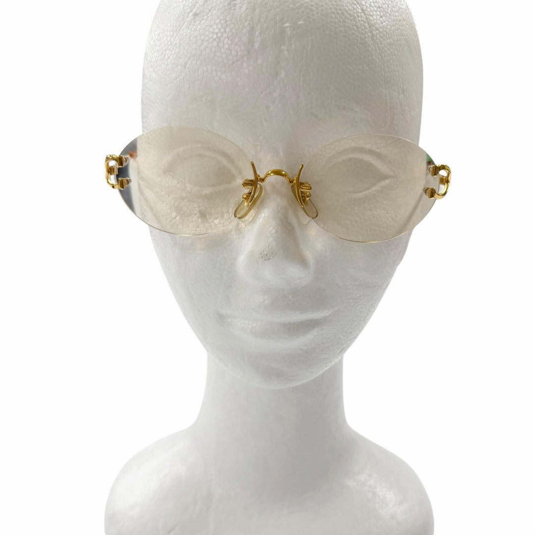 Very Good Cartier Glasses C Logo Oval Two-Point Rimless gold mens