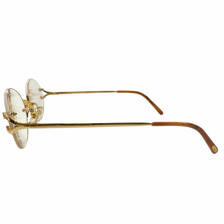 Very Good Cartier Glasses C Logo Oval Two-Point Rimless gold mens