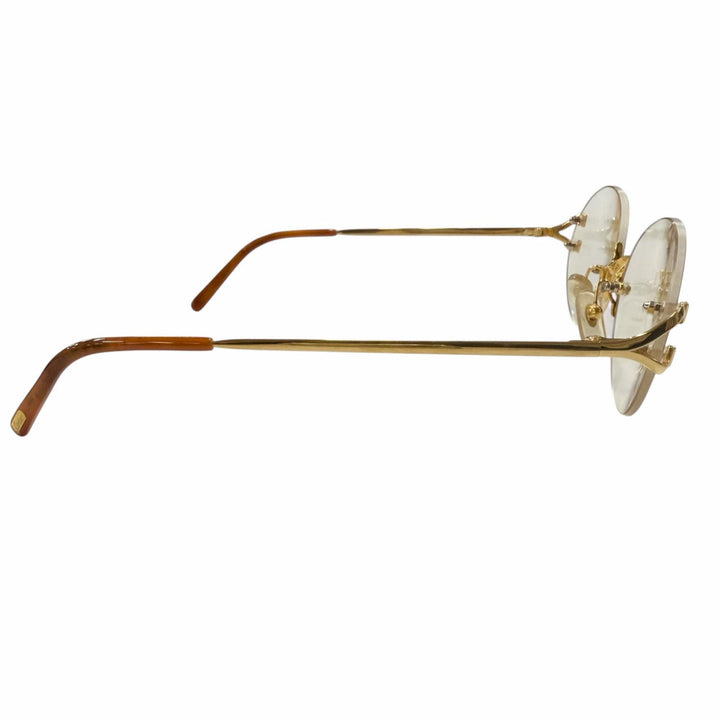 Very Good Cartier Glasses C Logo Oval Two-Point Rimless gold mens