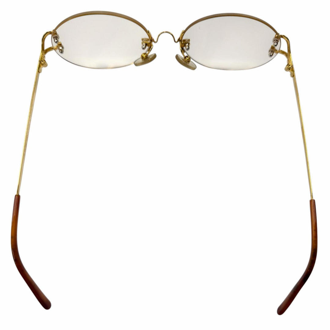 Very Good Cartier Glasses C Logo Oval Two-Point Rimless gold mens