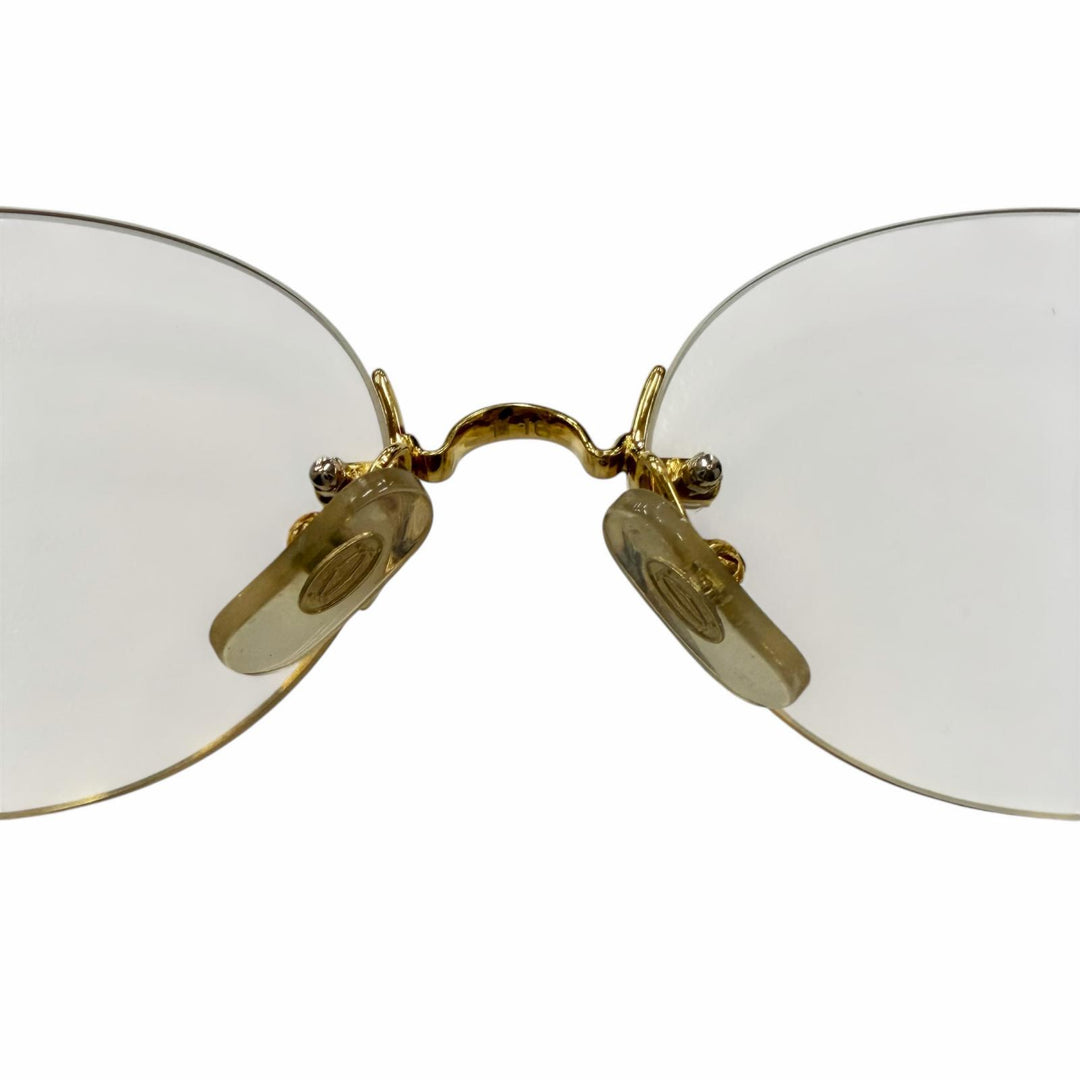 Very Good Cartier Glasses C Logo Oval Two-Point Rimless gold mens