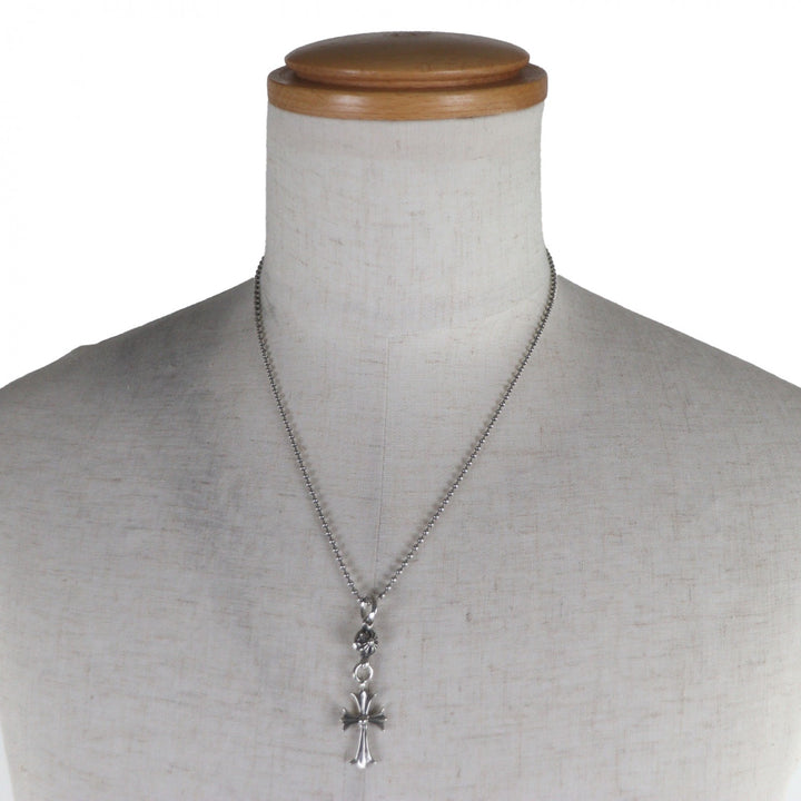 Excellent CHROME HEARTS Necklace 1 Ball Tiny Cross Silver 925 mens