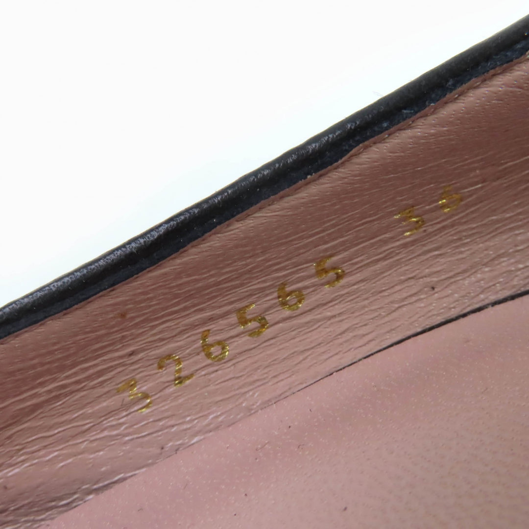 Excellent GUCCI pumps Leopard Pattern Harako Leather Wedge Sole 36 326565